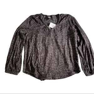 Bobeau Marled Long Sleeve V Neck Top. Size S. Black. Brand New. Soft & pretty.